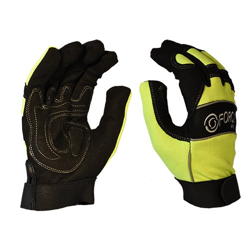 Full Finger Mechanics Gloves, Fluro-Size M