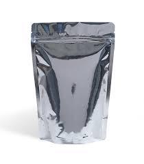 Stand Up Pouch 500g Shiny Silver w Zip no Valve 190w x 265h x (55 + 55)g