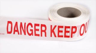 Tape "DANGER KEEP OUT" Red on White, 75mm x 250m - Esko