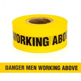 Tape "DANGER MEN WORKING ABOVE", Black/Yellow, 75mm x 250m - Esko