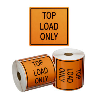 Top Load Only Handling Label - Orange/Black, 99mm x 99mm Carton 12