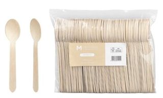 Wooden Dessert Spoon - Natural, 160mm Long, FSC 100%®   - Matthews