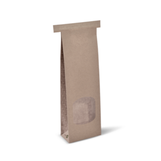 Small Window Tin-Tie Bag I Am Eco™ Brown 260 x 88 x 47   - Detpak