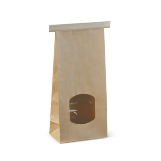 Medium Window Tin-Tie Bag Brown 246 x 115 x 72   - Detpak