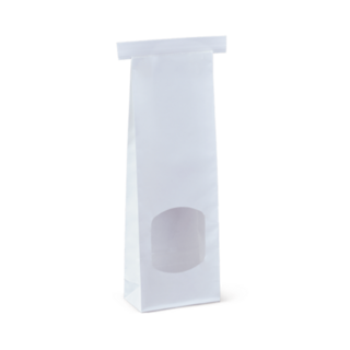 Small Window Tin-Tie Bag White 260 x 88 x 47   - Detpak