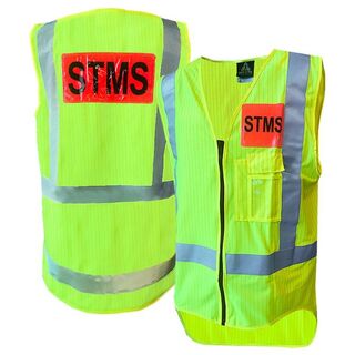 Hi-Vis Stms Vest, Zip, D/N Flame Ret, Yellow-Size M