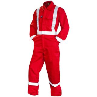 Fr Overall, 240 Gsm.88/12 11 Cal, Red With Tape-Size 13