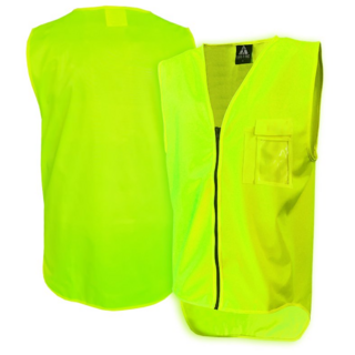 Hi-Vis Vest,  Day Only, Zip, Yellow-Size 6Xl